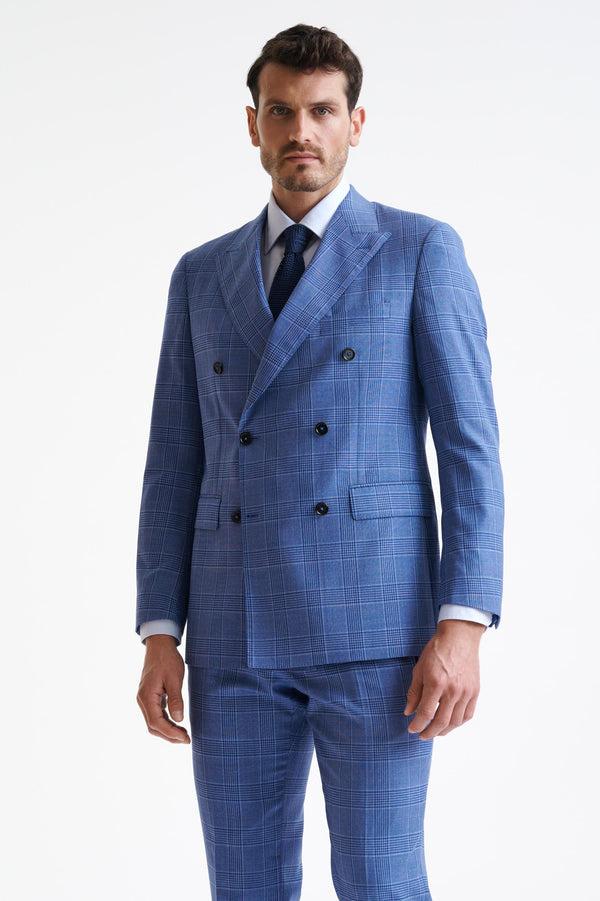 scabal Blue Check Super 130's Wool Soho Jacket Mosaic