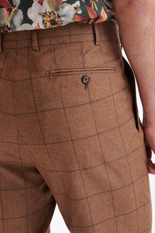Scabal Brown Check Wool & Cotton Farley Trousers Lifestyle