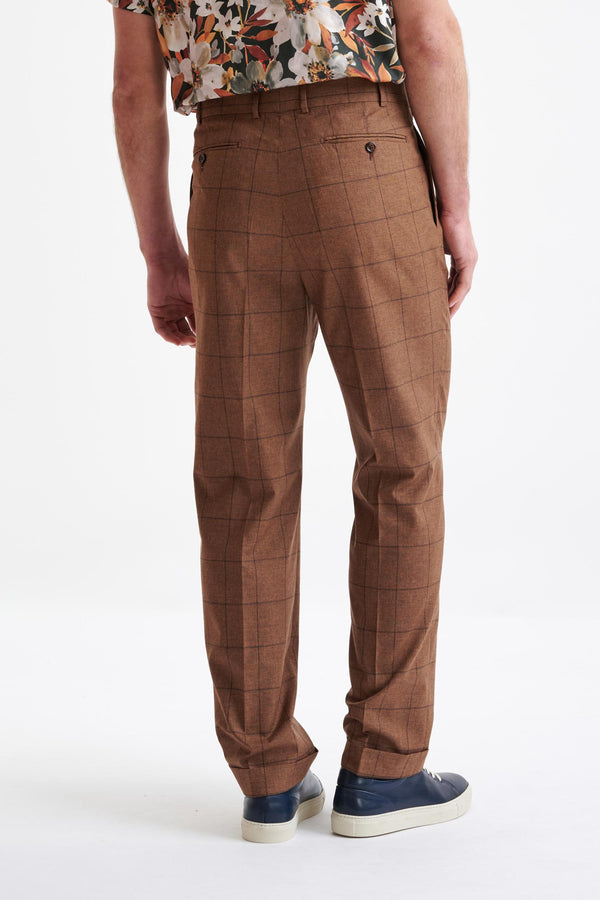 Scabal Brown Check Wool & Cotton Farley Trousers Lifestyle