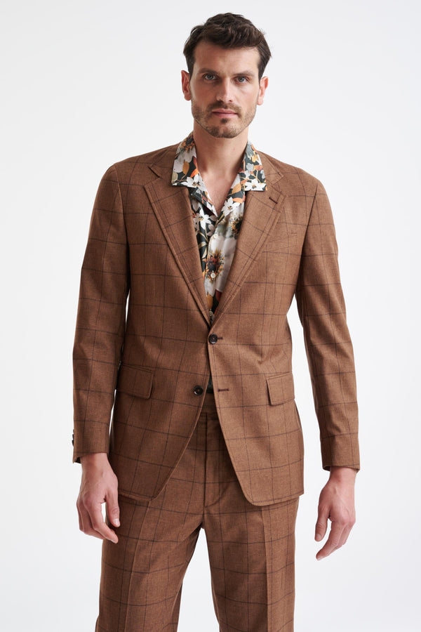 scabal Brown Check Wool & Cotton Kenton Jacket Lifestyle
