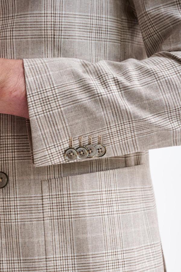 Scabal Brown Cream Check Wool Kenton Jacket Lifestyle