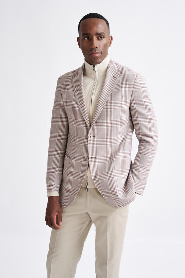 scabal Brown Off White Linen & Wool Kenton Jacket Amalfi Trend
