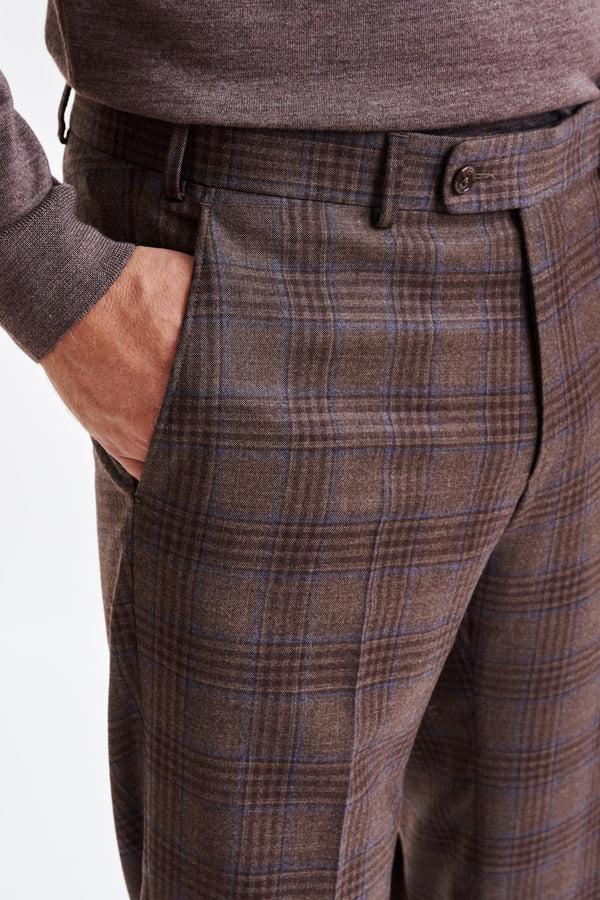 Scabal Brown Super 130's Wool Farley Trousers Hybrid