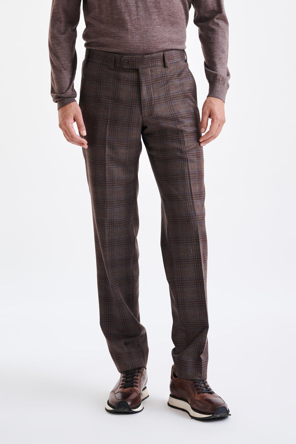 scabal Brown Super 130's Wool Farley Trousers Hybrid
