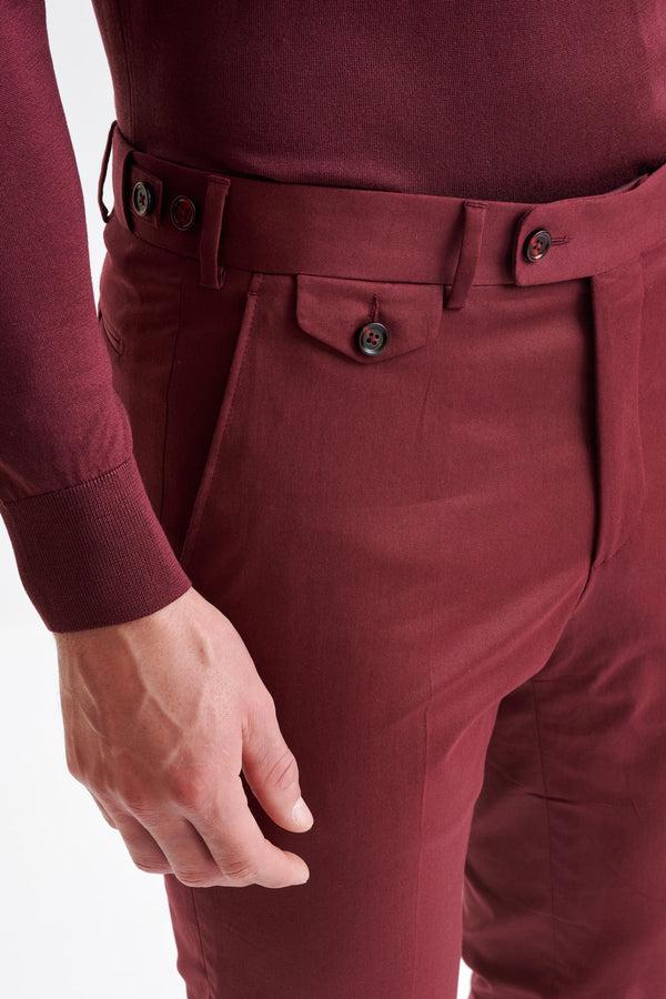 Scabal Burgundy Cotton Gibbet Trousers Cashmere Cotton