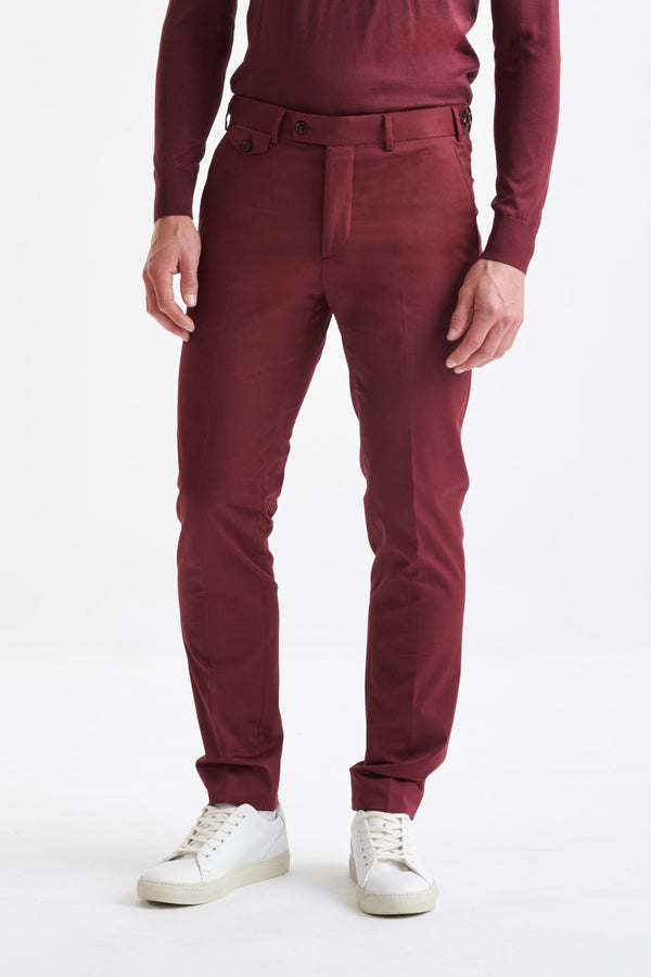 scabal Burgundy Cotton Gibbet Trousers Cashmere Cotton