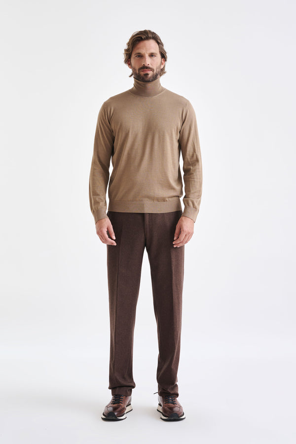 Scabal Camel Cashmere Merino Silk Blend Telford Turtleneck Sweater