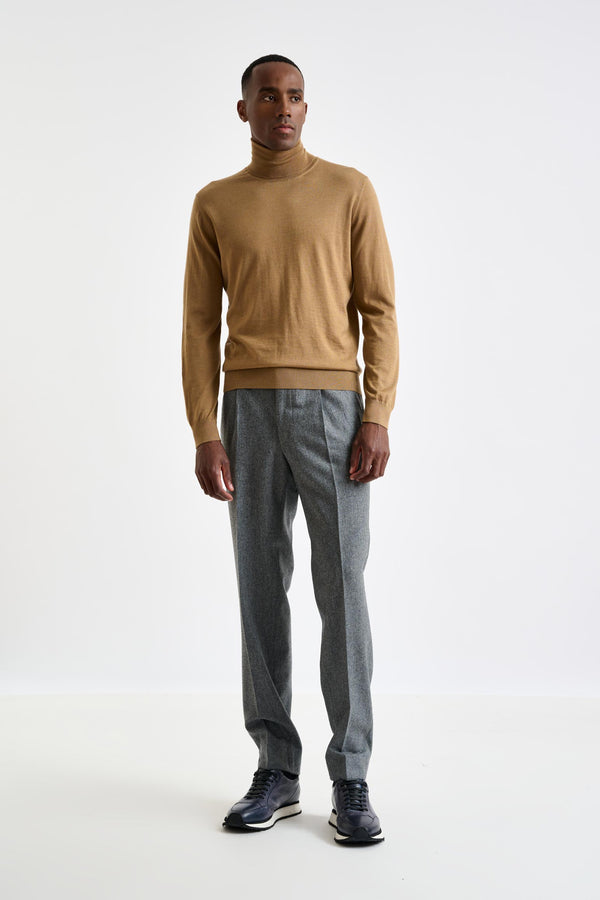Scabal Camel Cashmere & Silk Blend Telford Turtleneck Sweater