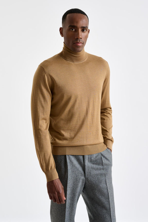scabal Camel Cashmere & Silk Blend Telford Turtleneck Sweater