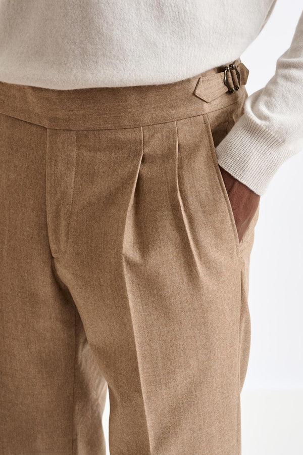 Scabal Camel Super 100's Wool Farley Trouser Flannel Saxony