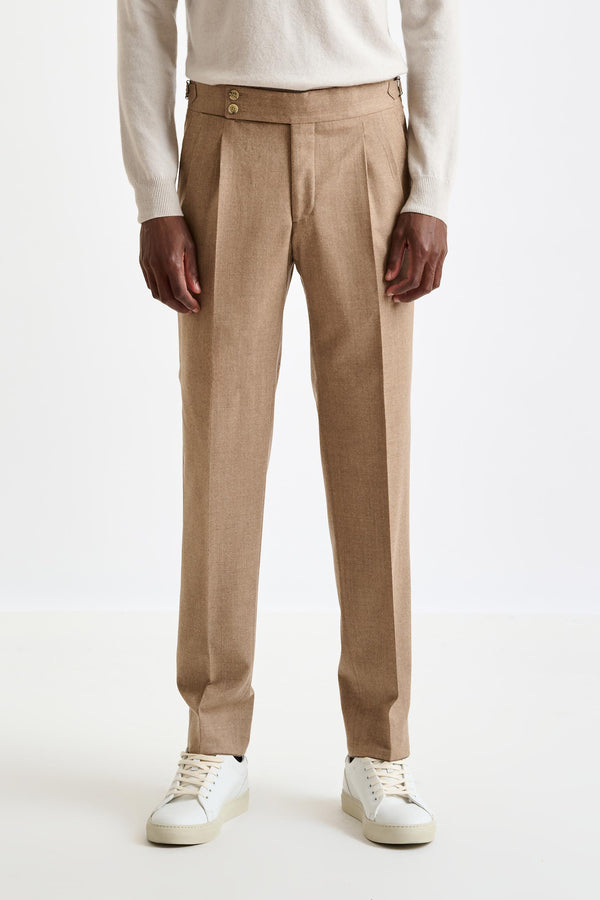 scabal Camel Super 100's Wool Farley Trouser Flannel Saxony