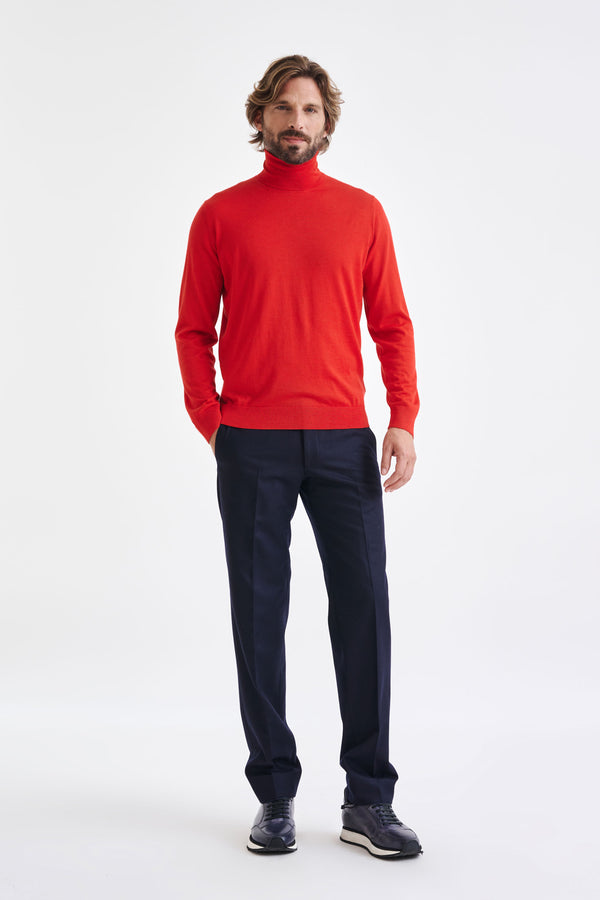 Scabal Carmine Cashmere Merino Silk Blend Telford Turtleneck Sweater