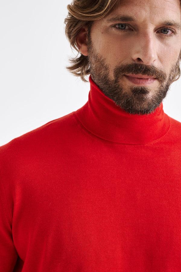 Scabal Carmine Cashmere Merino Silk Blend Telford Turtleneck Sweater