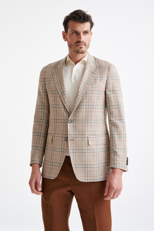 scabal Cream Check Cotton & Silk Kensington Jacket Amalfi Trend