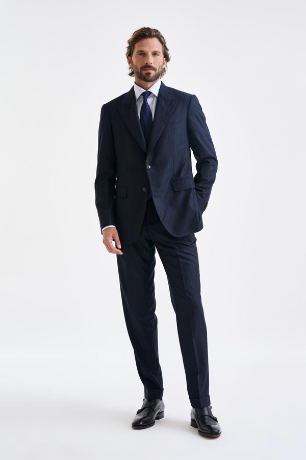 scabal Dark Blue Super 180's Wool Soho Suit Royal Fanfare