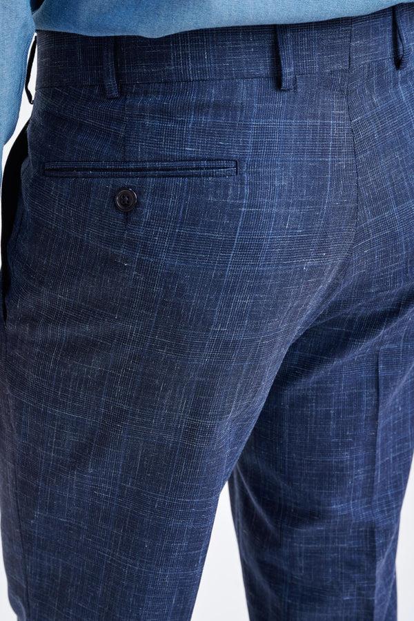 Scabal Dark Blue Wool & Linen Farley Trousers Lifestyle