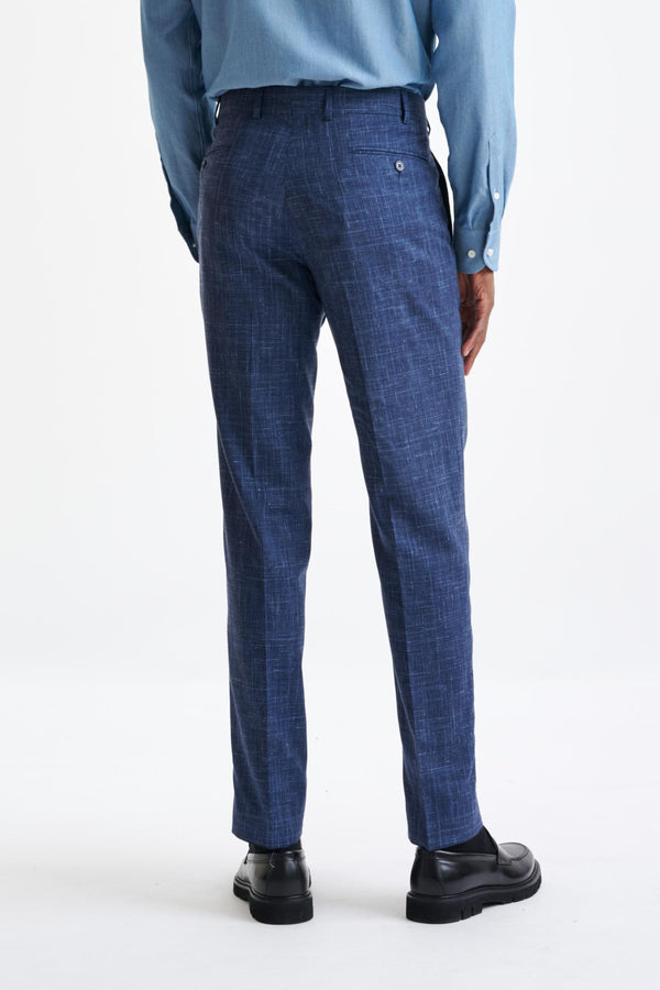 Scabal Dark Blue Wool & Linen Farley Trousers Lifestyle