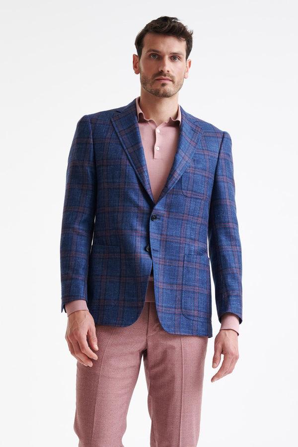 scabal Dark Blue Wool & Silk Soho Jacket Amalfi Trend