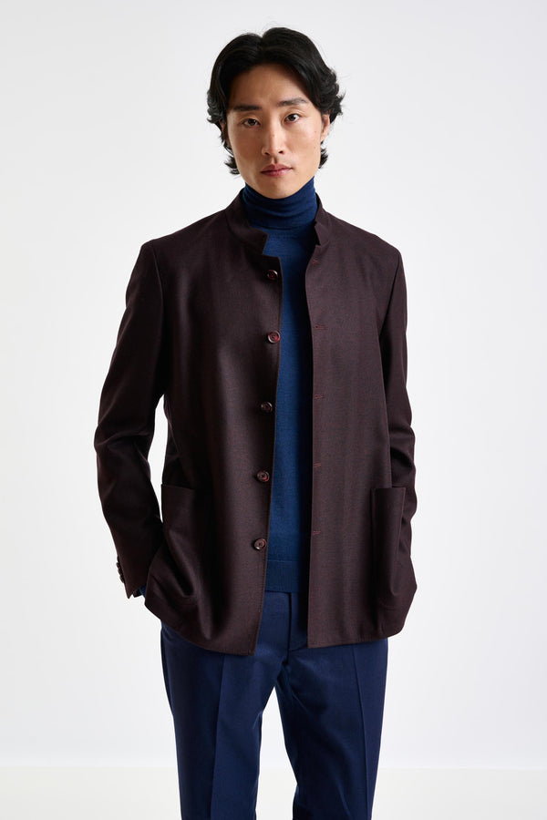scabal Dark Brown Wool Chelsea Shirt Jacket Harmony