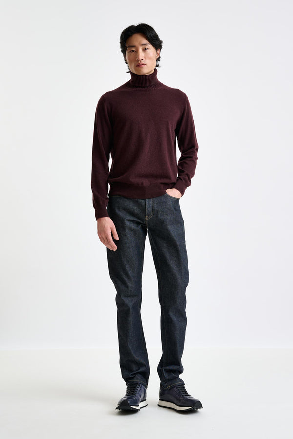 Scabal Dark Burgundy 100% Cashmere Crawley Rollneck Knit