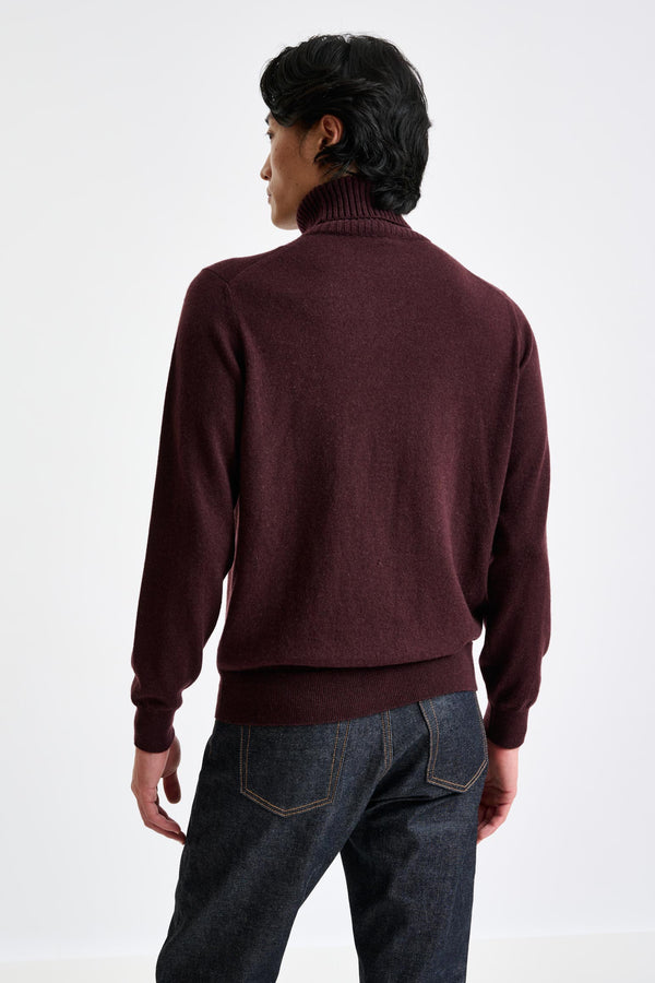 Scabal Dark Burgundy 100% Cashmere Crawley Rollneck Knit