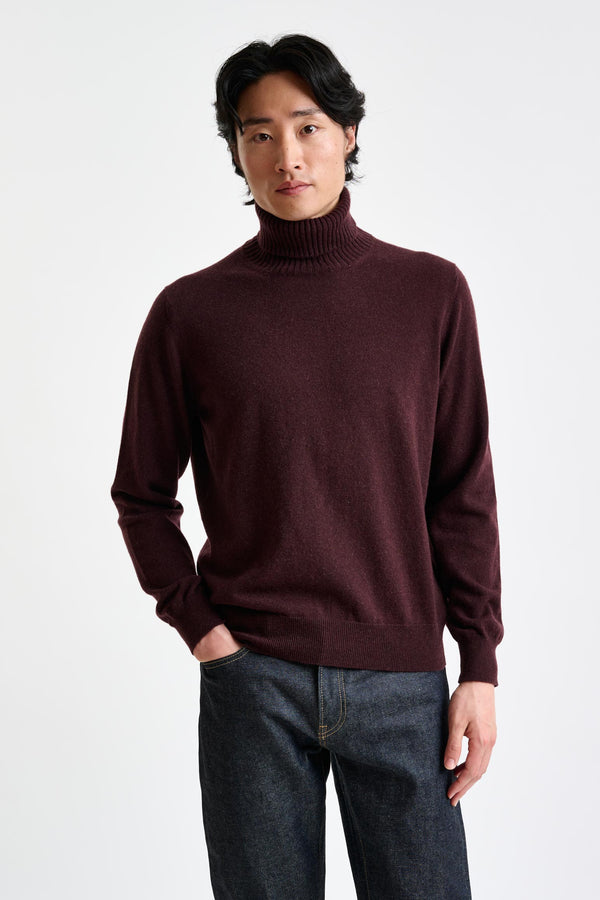 scabal Dark Burgundy 100% Cashmere Crawley Rollneck Knit