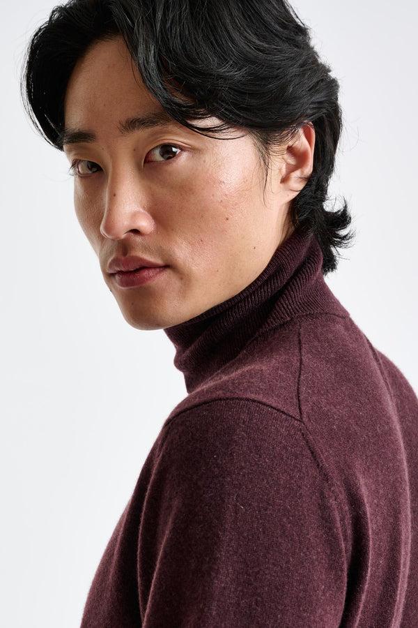 Scabal Dark Burgundy 100% Cashmere Drumberg Rollneck Knit