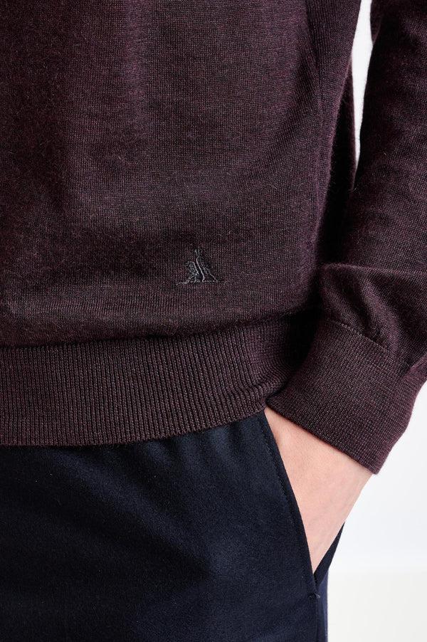 Scabal Dark Burgundy Cashmere & Silk Blend Telford Turtleneck Sweater