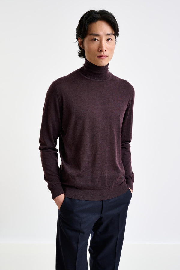 scabal Dark Burgundy Cashmere & Silk Blend Telford Turtleneck Sweater
