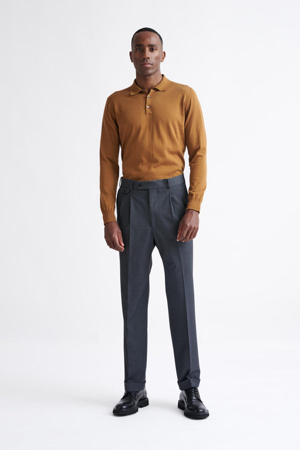 Scabal Dark Grey Wool And With Stretch Farley Trousers Connect