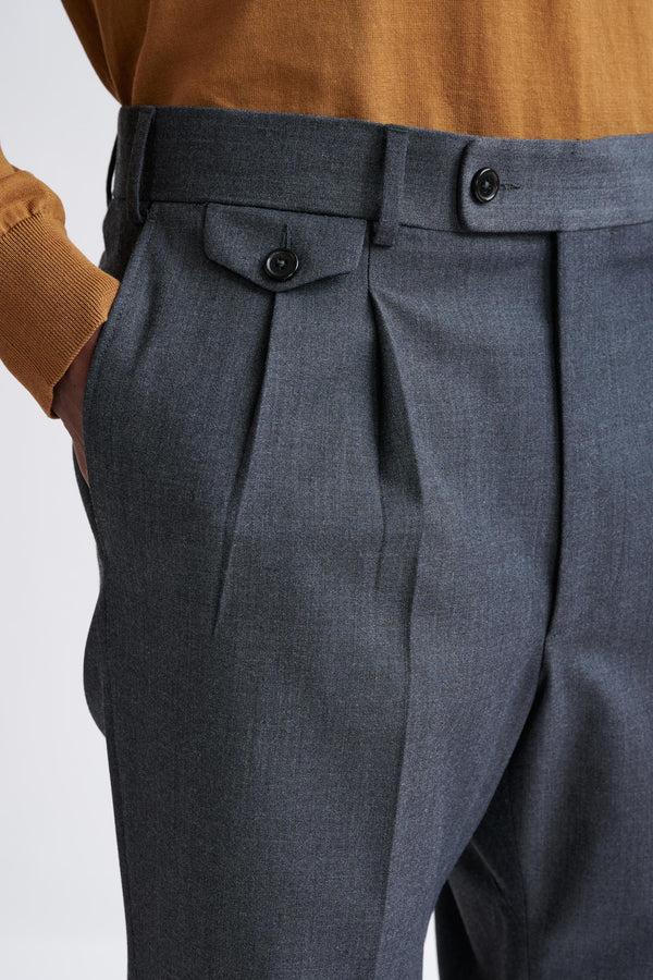 Scabal Dark Grey Wool And With Stretch Farley Trousers Connect