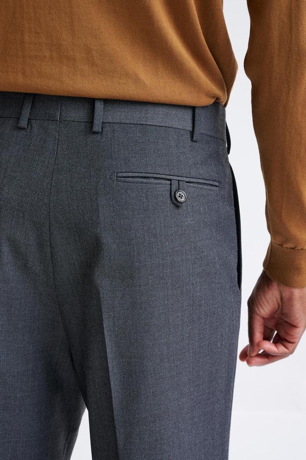 Scabal Dark Grey Wool And With Stretch Farley Trousers Connect