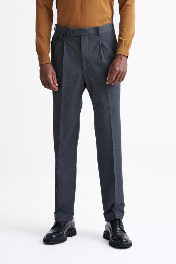 scabal Dark Grey Wool and with Stretch Farley Trousers Connect