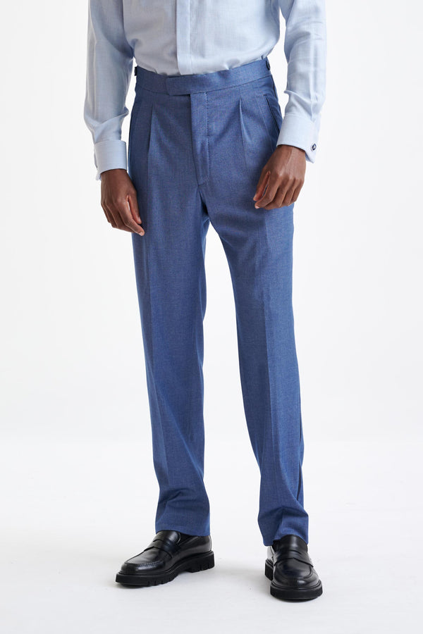 scabal Denim Blue Cashmere & Cotton Farley Trousers Cashmere Denim