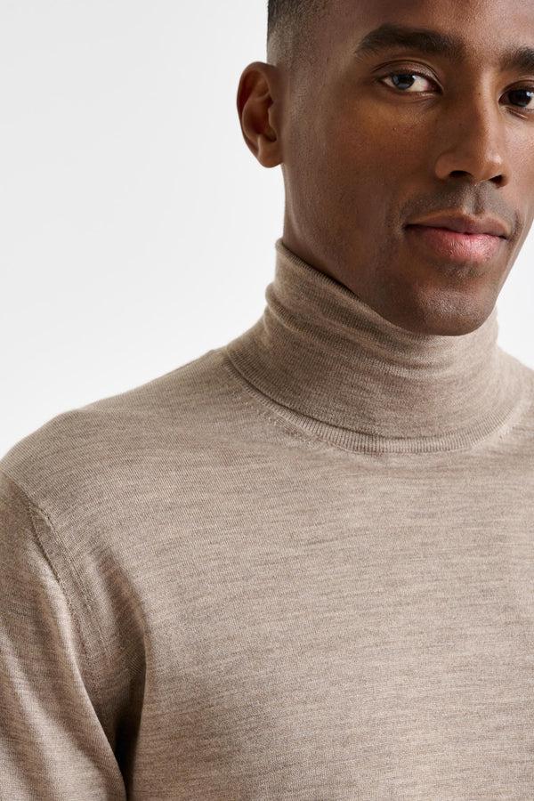 Scabal Dune Melange Cashmere Merino Silk Blend Telford Turtleneck Sweater