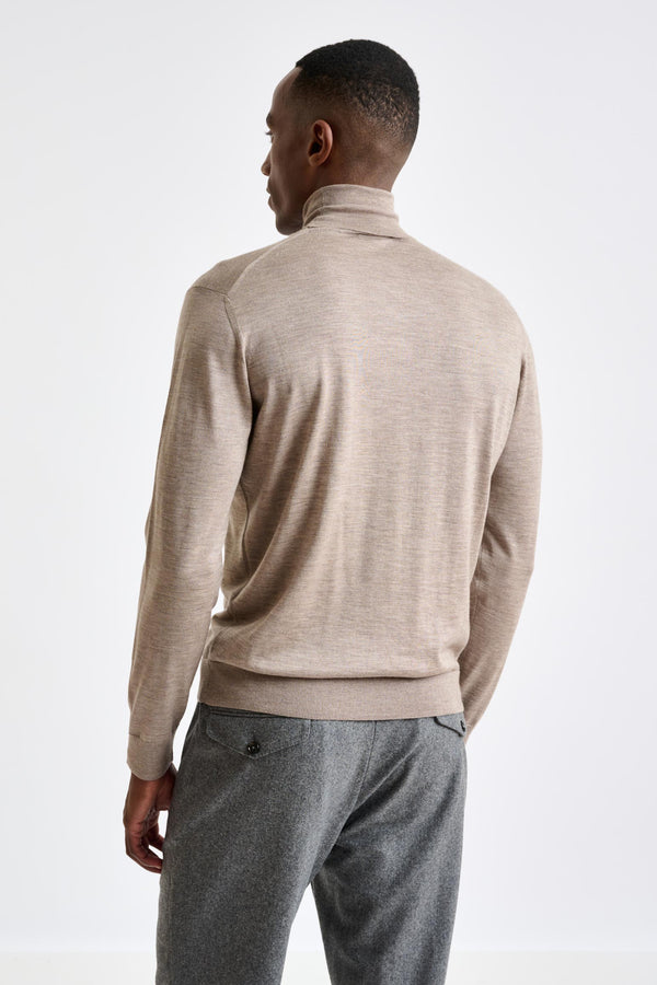 Scabal Dune Melange Cashmere Merino Silk Blend Telford Turtleneck Sweater