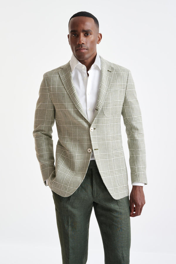 scabal Forest Green Wool & Linen Kenton Jacket Amalfi Trend