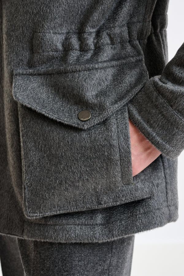 Scabal Grey 100% Cashmere Dartmoor Field Jacket Zeus