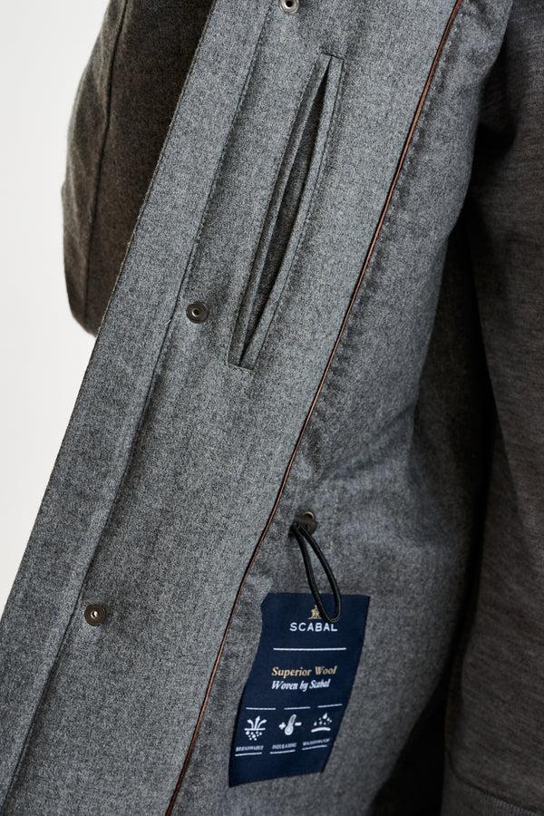 Scabal Grey 100% Technical Wool Flannel Bedford Parka