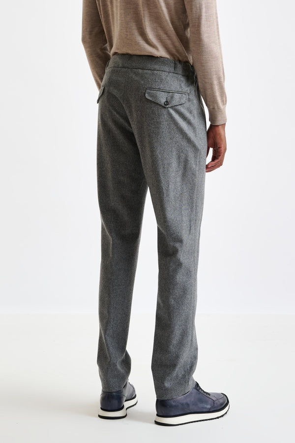 Scabal Grey 100% Wool Perth Drawstring Trouser Flannel Saxony