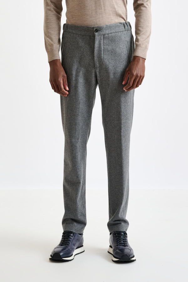 scabal Grey 100% Wool Perth Drawstring Trouser Flannel Saxony
