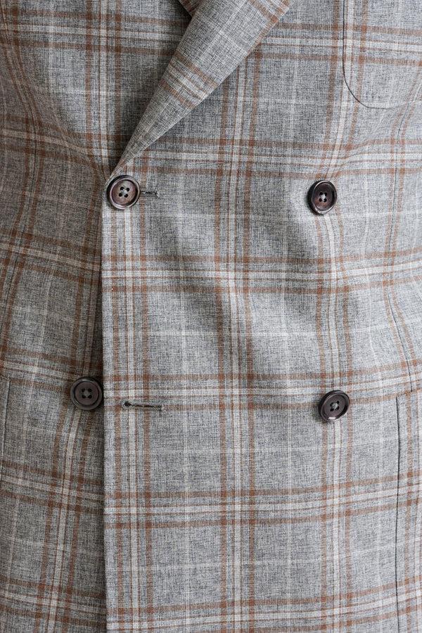 Scabal Grey Brown Check Wool & Cotton Kenton Jacket Lifestyle