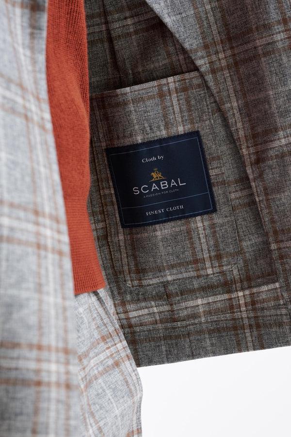 Scabal Grey Brown Check Wool & Cotton Kenton Jacket Lifestyle