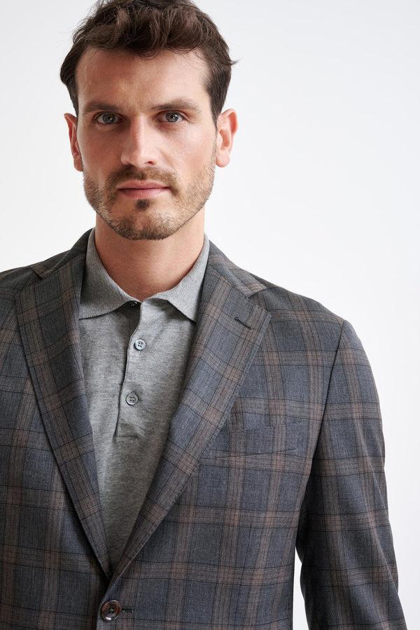 Scabal Grey Brown Check Wool Kenton Jacket Lifestyle