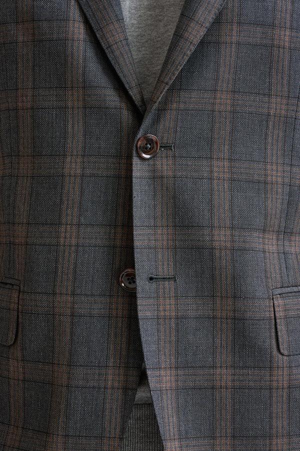 Scabal Grey Brown Check Wool Kenton Jacket Lifestyle