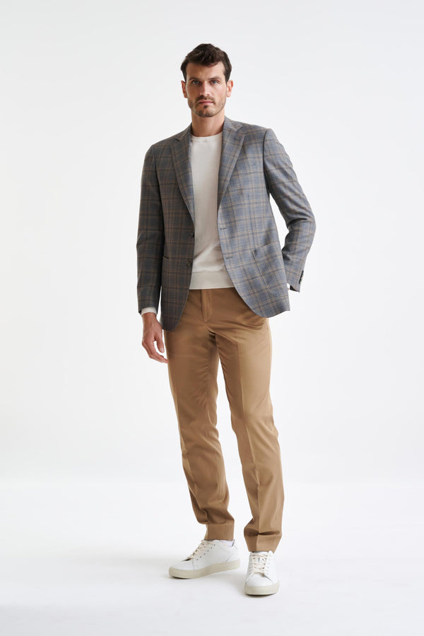 Scabal Grey Check Super 130's Wool Soho Jacket Mosaic