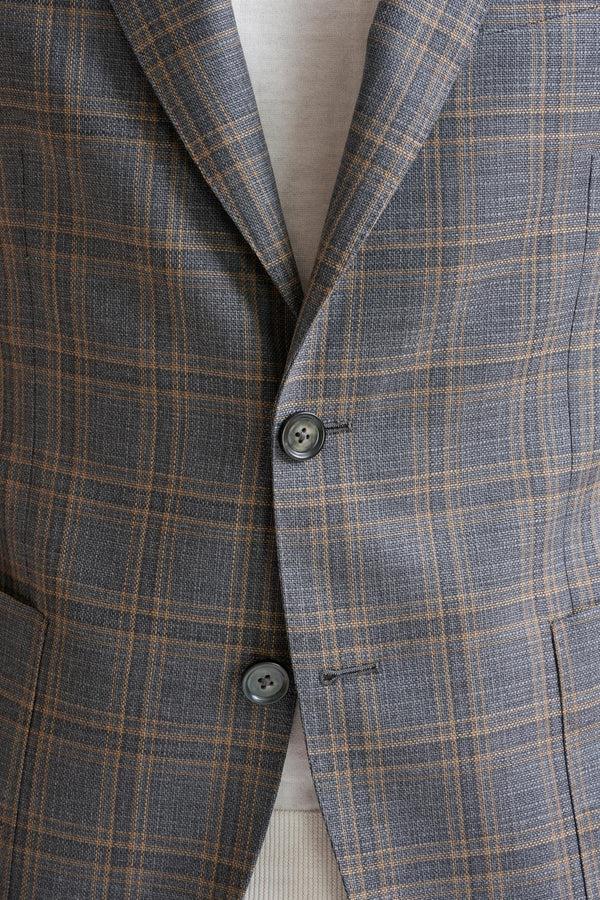 Scabal Grey Check Super 130's Wool Soho Jacket Mosaic