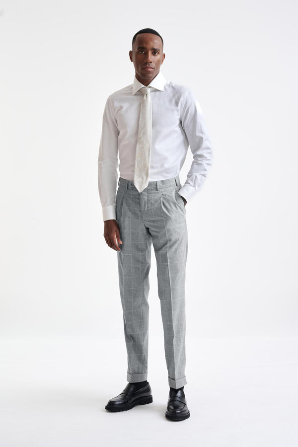 Scabal Grey Check Wool & Cotton Farley Trousers Lifestyle