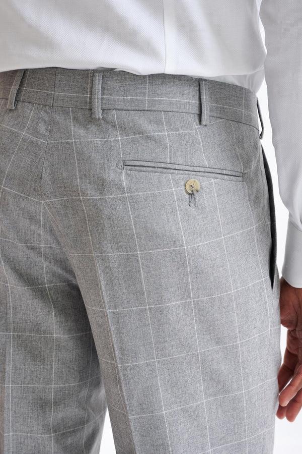 Scabal Grey Check Wool & Cotton Farley Trousers Lifestyle