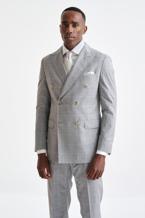 scabal Grey Check Wool & Cotton Kenton Jacket Lifestyle